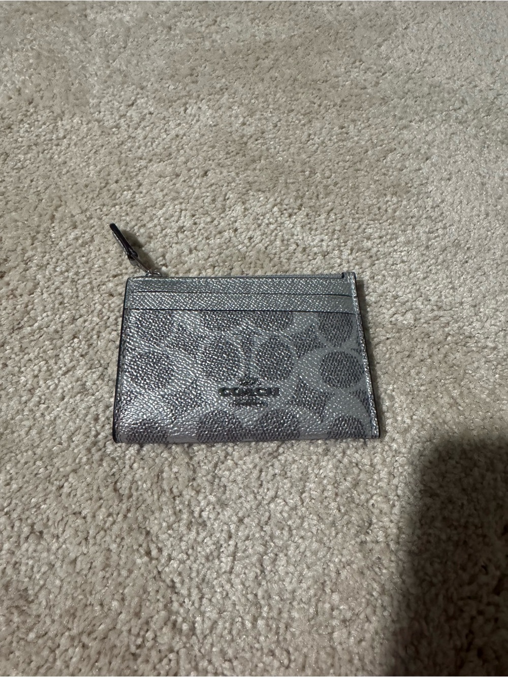 Coach Silver Signature Metallic Card Case Wallet